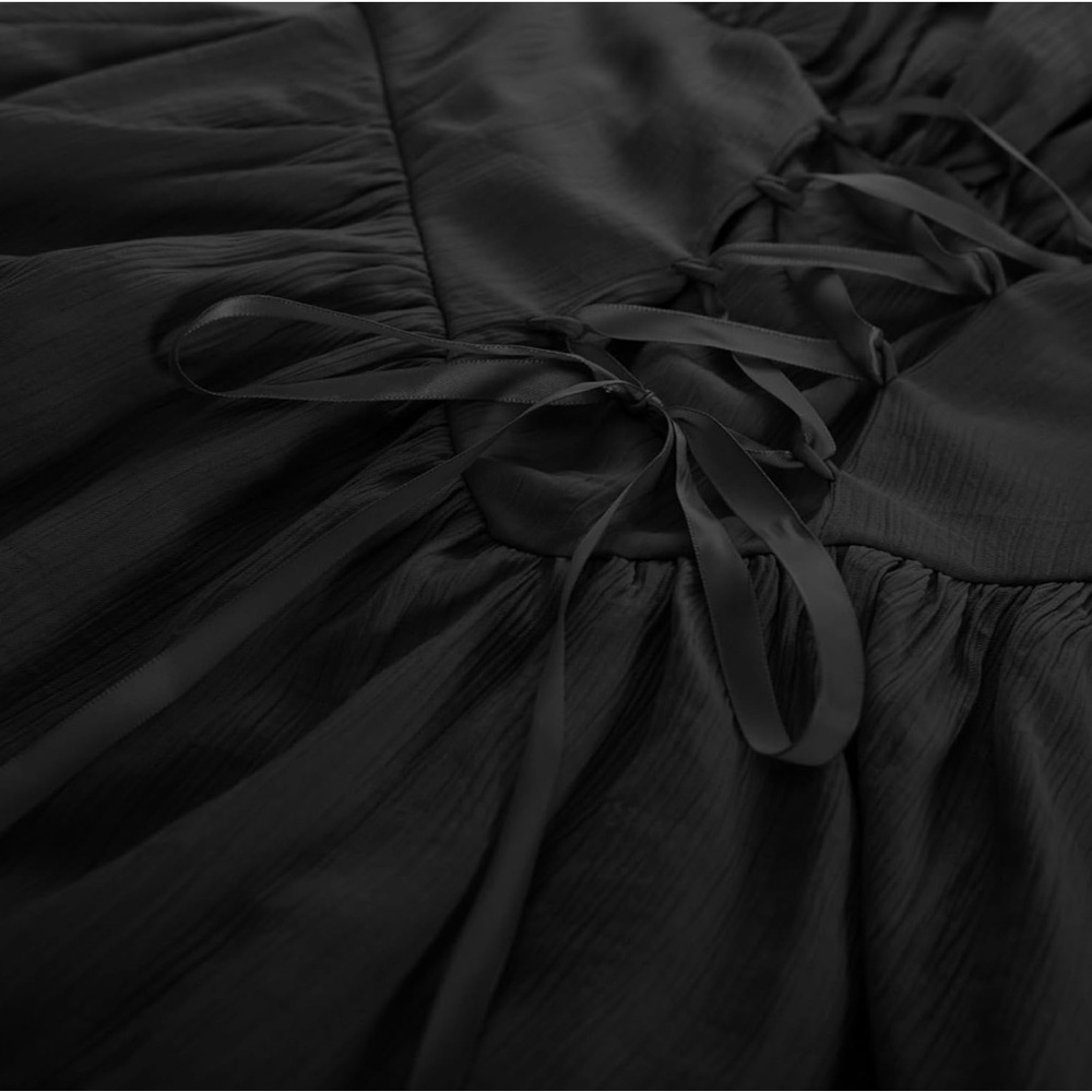 Scarlet Darkness Renaissance Dress Women Chiffon Spaghetti Strap Corset Dress - Picture 8 of 9